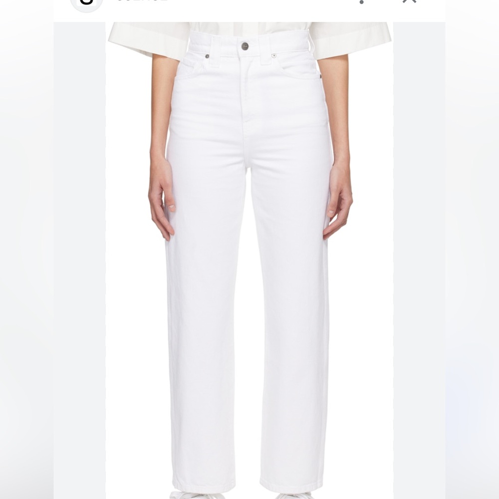 Khaite Shalbi High Rise Straight Leg Ankle Jean, White, Size 23